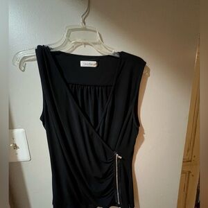 Calvin Klein Black Draped Sleeveless Top